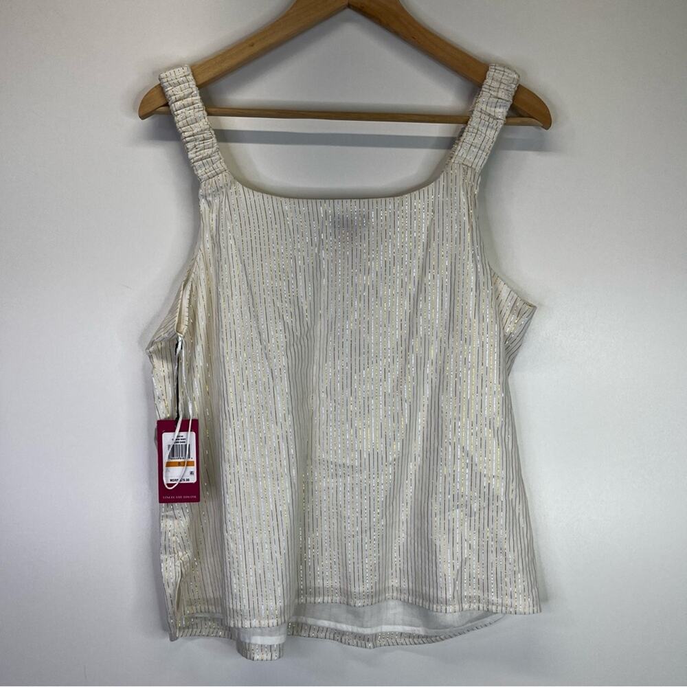 Vince Camuto Ivory Metallic Stripe Tank Top - Picture 6 of 10